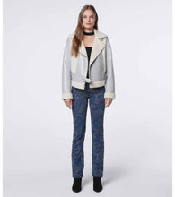 Load image into Gallery viewer, shop womens light blue shearling leather biker jacket
