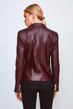 Load image into Gallery viewer, shop womens mahogany red leather blazer
