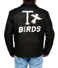 Load image into Gallery viewer, Men's Black Genuine Leather T Birds Jacket with Broad Collar Vintage Style
