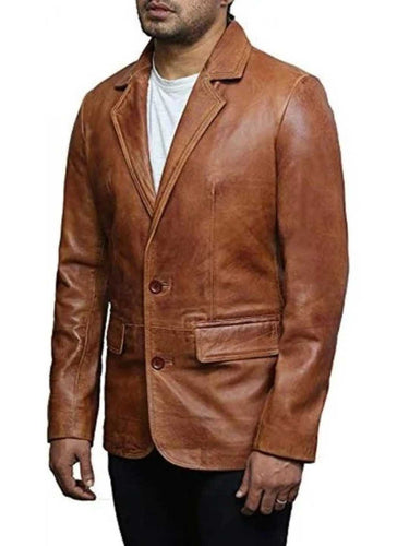Men’s Vintage Brown Sheepskin Leather Blazer