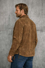 Load image into Gallery viewer, Men's Vintage Brown Suede Leather Shirt with Lace Up Front in 70s Cowboy Boho Style
