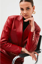 Load image into Gallery viewer, Women Red Leather Blazer
