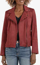 Load image into Gallery viewer, Women Red Suede Biker Leather Jacket
