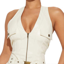 Load image into Gallery viewer, Women White Leather Romper
