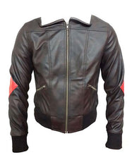 Load image into Gallery viewer, Women's Antique Brown Real Leather Bomber Jacket with Faux Shearling Collar and Rib Knit Trim
