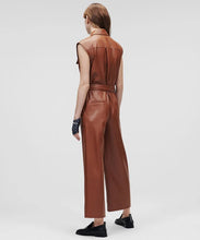 Load image into Gallery viewer, Women&#39;s Brown Utility Real Leather Jumpsuit - Glory UK
