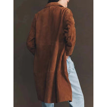 Load image into Gallery viewer, Women's Brown Suede Leather Trench Coat with Custom Made Tailored Fit
