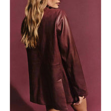 Load image into Gallery viewer, Women's Burgundy Pure Lambskin Leather Jacket with Oversized Biker Style

