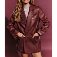 Load image into Gallery viewer, Women's Burgundy Pure Lambskin Leather Jacket with Oversized Biker Style
