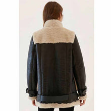 Load image into Gallery viewer, Women&#39;s Shearling Fur Leather Winter Coat in Dark Brown
