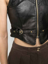 Load image into Gallery viewer, womens leather vest in black
