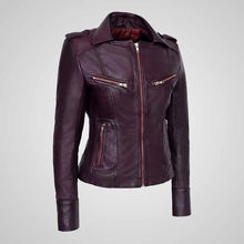 Load image into Gallery viewer, Purple leather jacket

