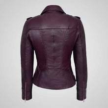 Load image into Gallery viewer, Women’s Maroon Waxed Leather Jacket - Designer Cut
