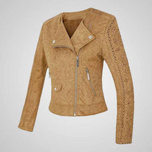 Load image into Gallery viewer, Matte Brown Suede Jacket for Women
