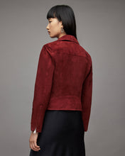Load image into Gallery viewer, Women’s Red Suede Leather Biker Jacket
