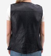 Load image into Gallery viewer, Black Studded Leather Vest for Women
