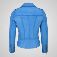 Load image into Gallery viewer, Women’s Smart Tailored Fit Real Lambskin Leather Jacket in Blue
