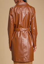 Load image into Gallery viewer, Women&#39;s Tan Brown Leather Trench Coat
