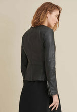 Load image into Gallery viewer, Women&#39;s Black Leather Racing Jacket
