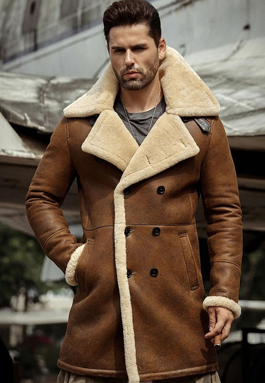 Shearling coat mens big and tall deals