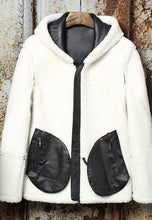 Load image into Gallery viewer, Shearling Black Leather Vintage Outerwear Coats
