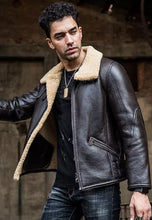 Load image into Gallery viewer, mens shearling bomber jacket
