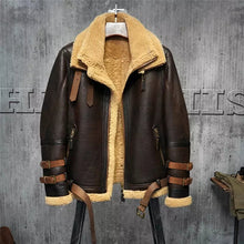Load image into Gallery viewer, Men’s Aviator Leather Shearling Jacket
