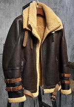 Load image into Gallery viewer, Men’s Aviator Dark Brown Leather Shearling Jacket
