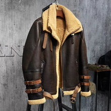 Load image into Gallery viewer, Dark Brown Leather Shearling Jacket
