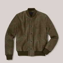 Load image into Gallery viewer, Suede Sheepskin Bomber Jacket
