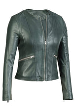 Load image into Gallery viewer, Women&#39;s Green Leather Biker Jacket
