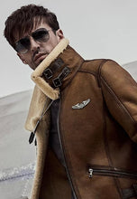 Load image into Gallery viewer, Brown Leather Shearling Jacket
