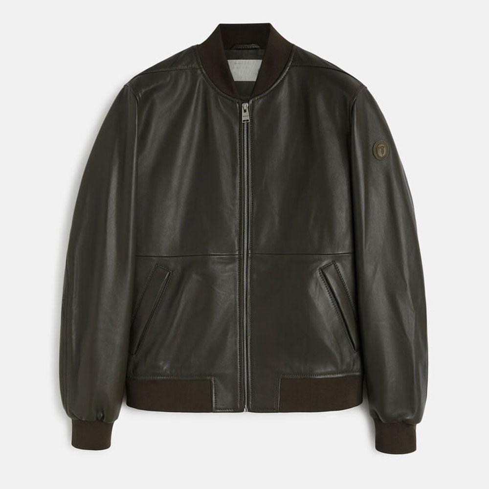 Classic Bomber Leather Jacket For Men