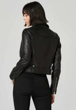 Load image into Gallery viewer, Women&#39;s Black Leather Biker Jacket
