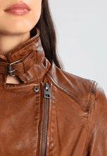 Load image into Gallery viewer, Women’s Brown Leather Biker Jacket

