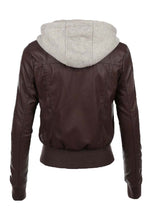 Load image into Gallery viewer, Women&#39;s Chocolate Brown Leather Bomber Jacket
