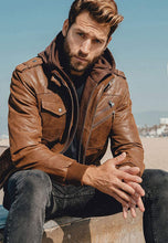 Load image into Gallery viewer, mens brown bomber jacket uk
