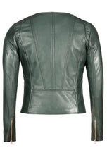Load image into Gallery viewer, Women&#39;s Green Leather Biker Jacket
