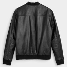 Load image into Gallery viewer, Men&#39;s Real Leather Bomber Jacket In Black
