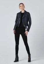 Load image into Gallery viewer, Stylish Women&#39;s Blue Leather Biker Jacket
