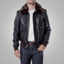 Load image into Gallery viewer, Brown Flying RAF A2 Cowhide Leather Flight Jacket For Men
