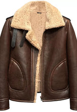 Load image into Gallery viewer, Men’s Dark Brown Leather Shearling Jacket
