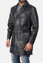 Load image into Gallery viewer, Men’s Black Leather Trench Coat Belt
