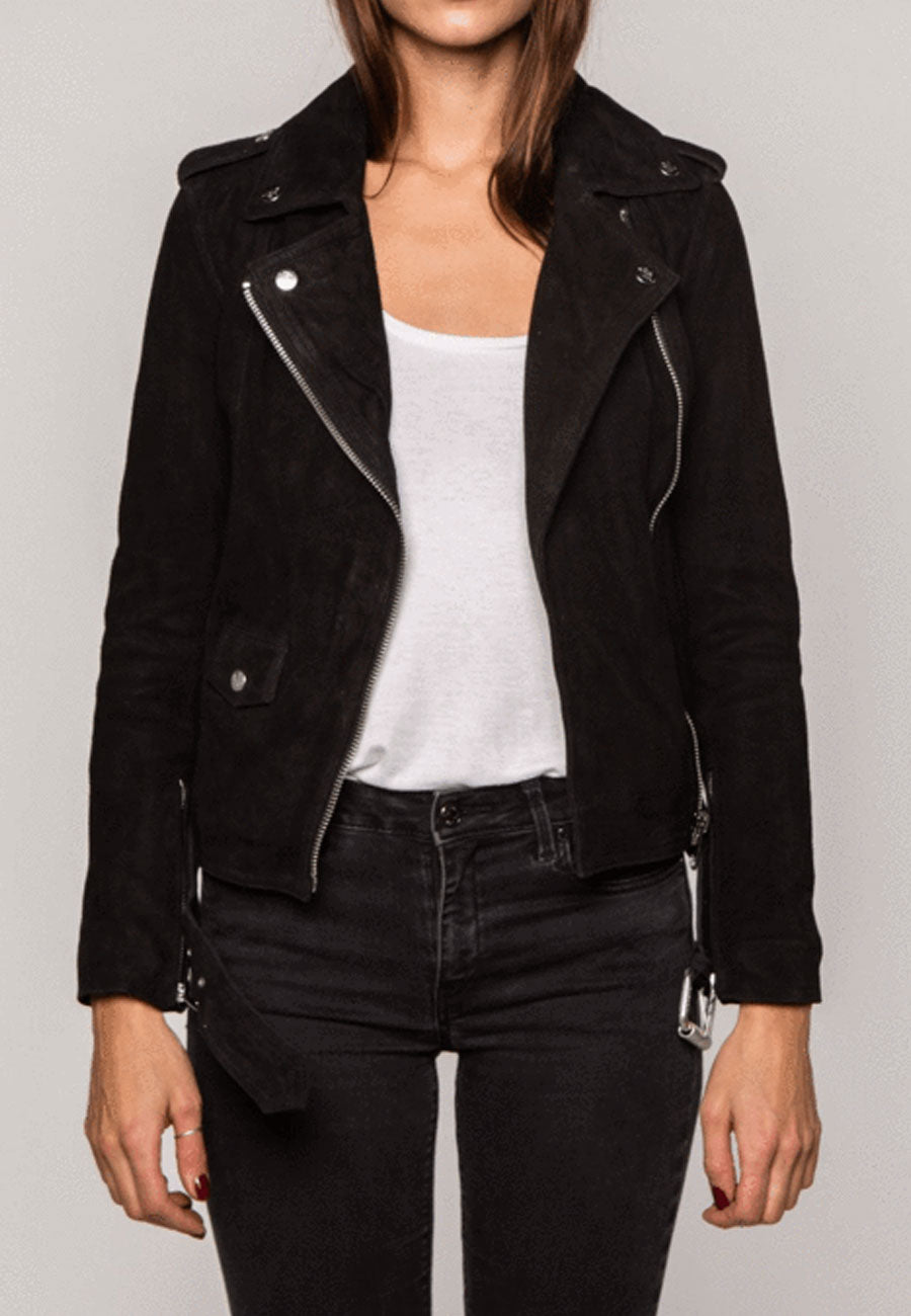 Black suede jacket women best sale