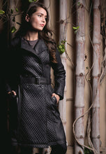 Load image into Gallery viewer, Women&#39;s Black Leather Trench Coat
