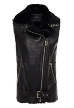 Load image into Gallery viewer, Women’s Black Leather Shearling Vest

