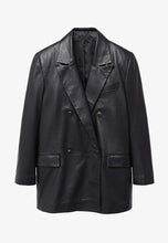 Load image into Gallery viewer, Women’s Oversized Black Leather Coat
