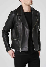 Load image into Gallery viewer, black biker jacket for men
