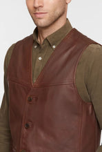 Load image into Gallery viewer, Men&#39;s Chocolate Brown Leather Vest
