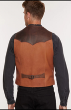 Load image into Gallery viewer, Men&#39;s Cowboy Tan Brown Leather Vest
